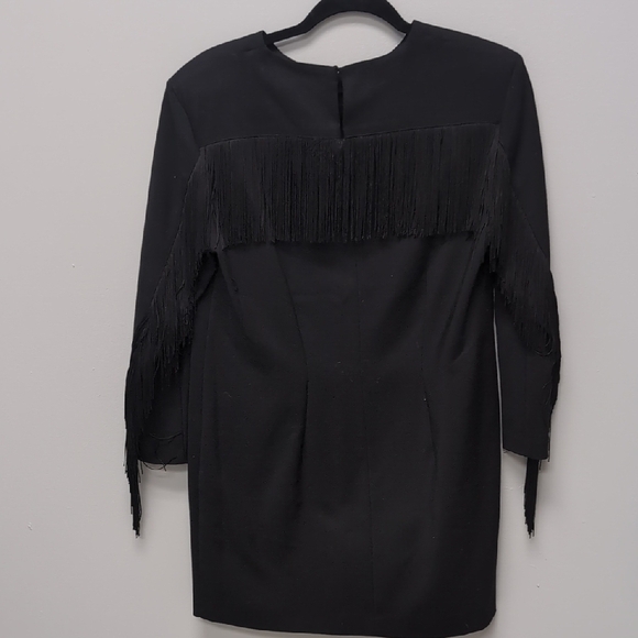 Zara Black Long Sleeve Fringe Dress - Picture 6 of 7